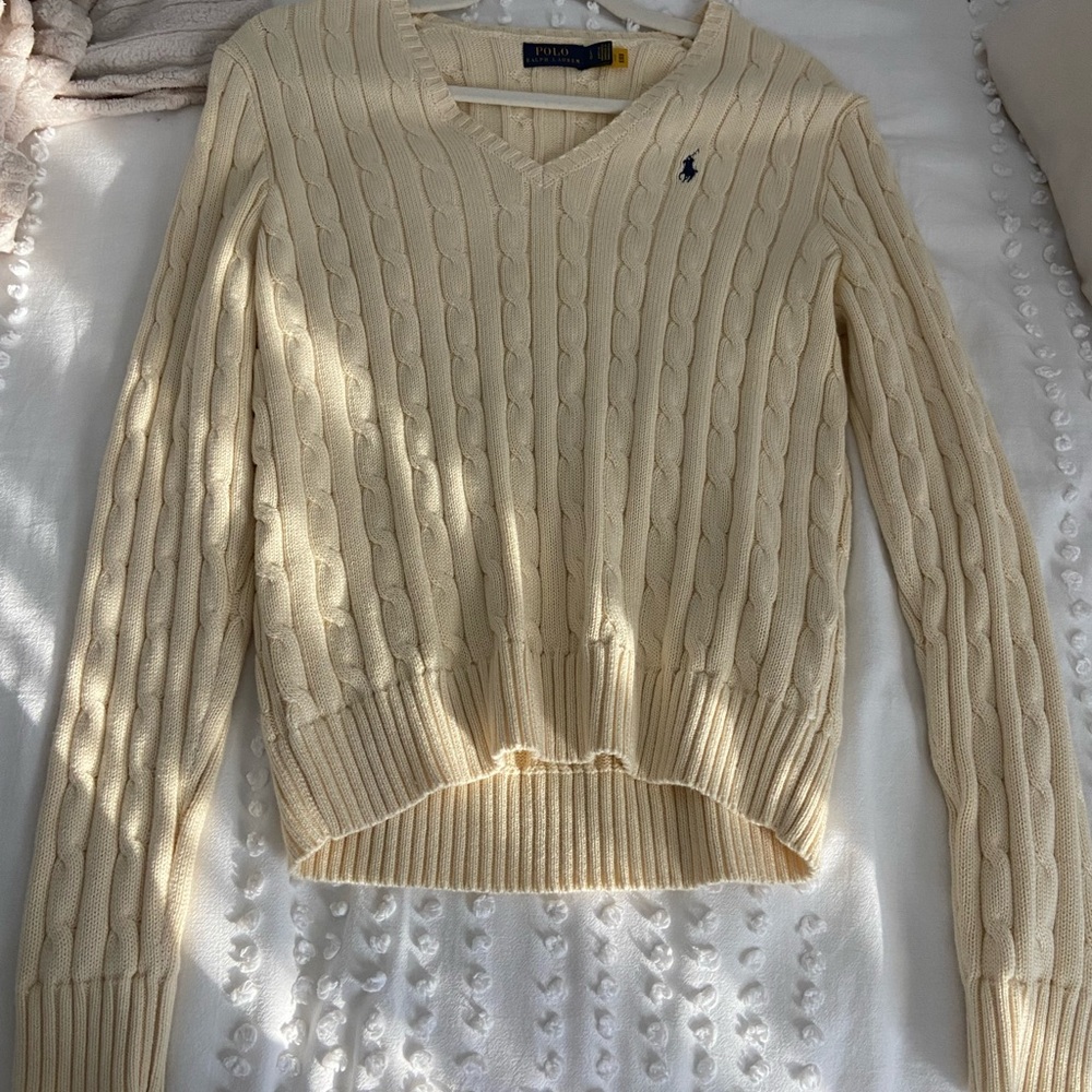Ralph Lauren Women's Beige Cable Knit Sweater